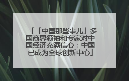 「中国那些事儿」多国商界领袖和专家对中国经济充满信心：中国已成为全球创新中心