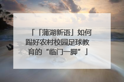 「蒲湖新语」如何踢好农村校园足球教育的“临门一脚”