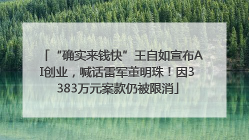 “确实来钱快”王自如宣布AI创业，喊话雷军董明珠！因3383万元案款仍被限消