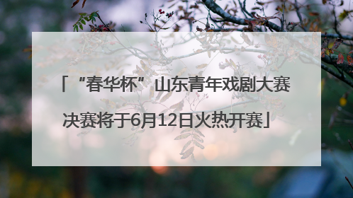 “春华杯”山东青年戏剧大赛决赛将于6月12日火热开赛