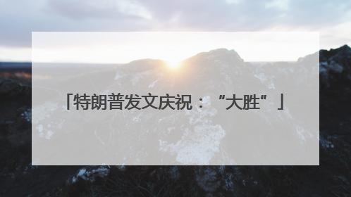 特朗普发文庆祝：“大胜”