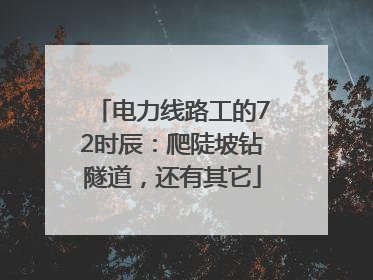 电力线路工的72时辰：爬陡坡钻隧道，还有其它