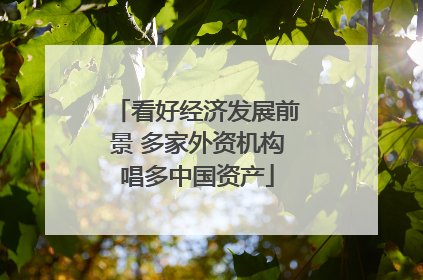 看好经济发展前景 多家外资机构唱多中国资产