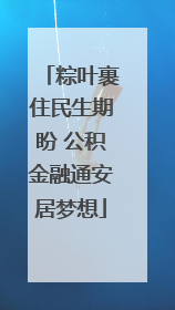 粽叶裹住民生期盼 公积金融通安居梦想