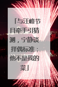 与汪峰节目牵手引猜测，宁静谈择偶标准：他不是我的菜