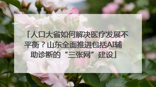 人口大省如何解决医疗发展不平衡？山东全面推进包括AI辅助诊断的“三张网”建设