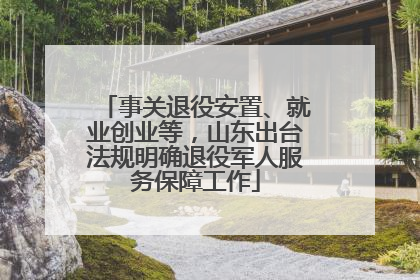 事关退役安置、就业创业等，山东出台法规明确退役军人服务保障工作