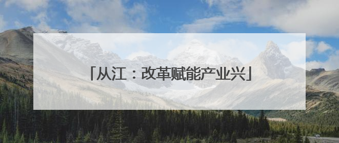 从江：改革赋能产业兴