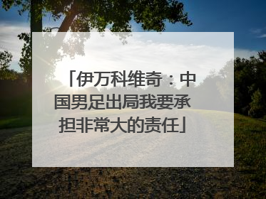 伊万科维奇：中国男足出局我要承担非常大的责任