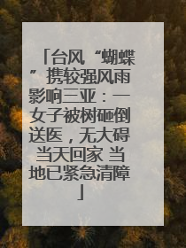 台风“蝴蝶”携较强风雨影响三亚：一女子被树砸倒送医，无大碍当天回家 当地已紧急清障