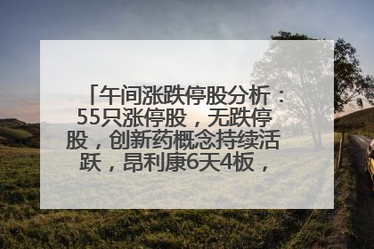 午间涨跌停股分析：55只涨停股，无跌停股，创新药概念持续活跃，昂利康6天4板，众生药业2连板