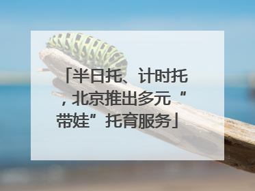 半日托、计时托，北京推出多元“带娃”托育服务