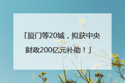 厦门等20城，拟获中央财政200亿元补助！