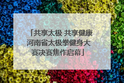 共享太极 共享健康 河南省太极拳健身大赛决赛焦作启幕