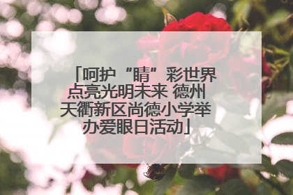 呵护“睛”彩世界点亮光明未来 德州天衢新区尚德小学举办爱眼日活动