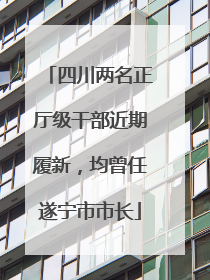 四川两名正厅级干部近期履新，均曾任遂宁市市长