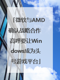 微软与AMD确认战略合作 高呼要让Windows成为头号游戏平台