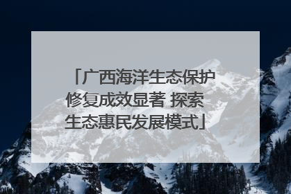 广西海洋生态保护修复成效显著 探索生态惠民发展模式