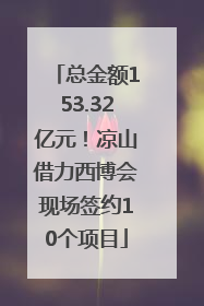 总金额153.32亿元！凉山借力西博会现场签约10个项目