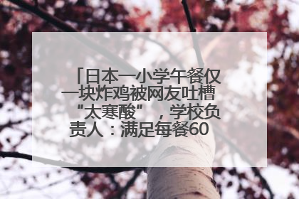 日本一小学午餐仅一块炸鸡被网友吐槽“太寒酸”，学校负责人：满足每餐600千卡的标准