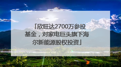 欣旺达2700万参投基金，对家电巨头旗下海尔新能源股权投资