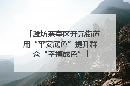 潍坊寒亭区开元街道用“平安底色”提升群众“幸福成色”