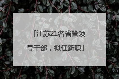 江苏21名省管领导干部，拟任新职