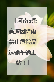 河南5条高速因降雨禁止危险品运输车辆上站！