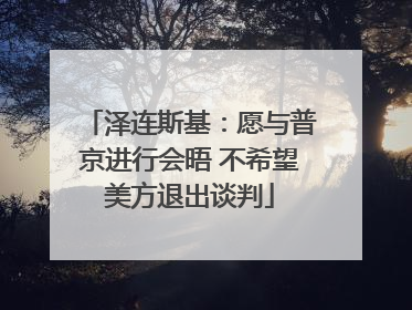 泽连斯基：愿与普京进行会晤 不希望美方退出谈判
