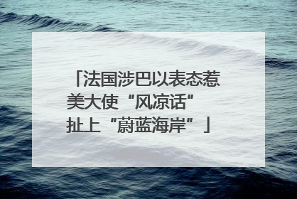 法国涉巴以表态惹美大使“风凉话” 扯上“蔚蓝海岸”