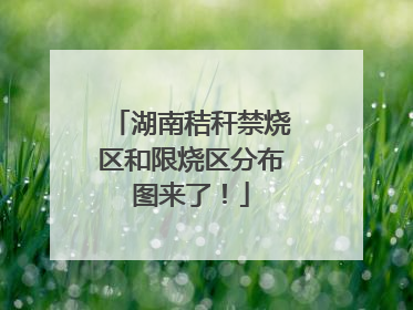 湖南秸秆禁烧区和限烧区分布图来了！
