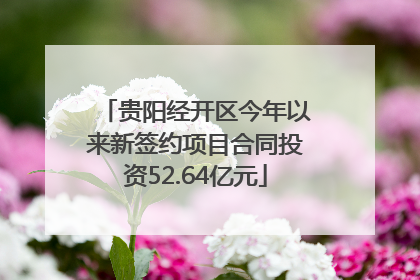 贵阳经开区今年以来新签约项目合同投资52.64亿元