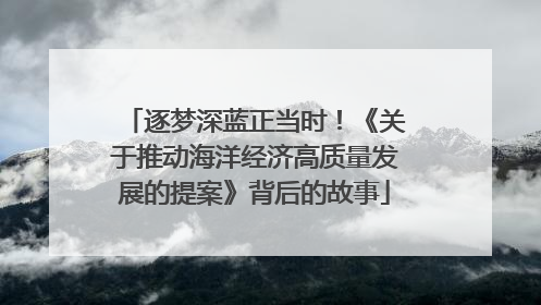 逐梦深蓝正当时！《关于推动海洋经济高质量发展的提案》背后的故事