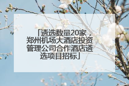 遴选数量20家，郑州机场大酒店投资管理公司合作酒店遴选项目招标
