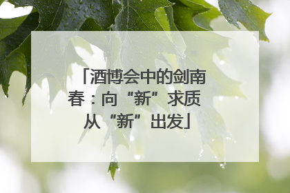 酒博会中的剑南春：向“新”求质 从“新”出发