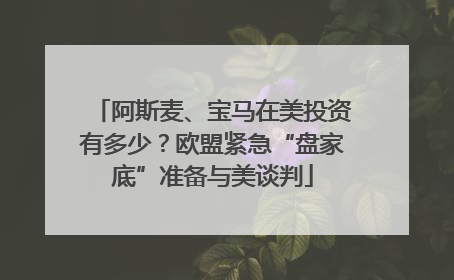 阿斯麦、宝马在美投资有多少？欧盟紧急“盘家底”准备与美谈判