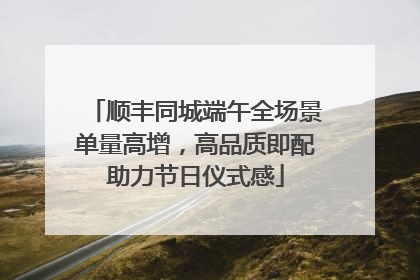 顺丰同城端午全场景单量高增，高品质即配助力节日仪式感