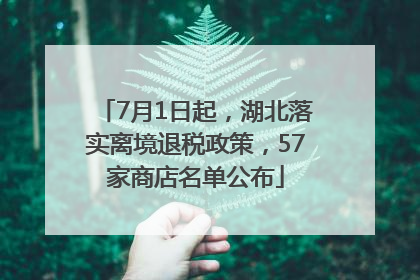 7月1日起，湖北落实离境退税政策，57家商店名单公布